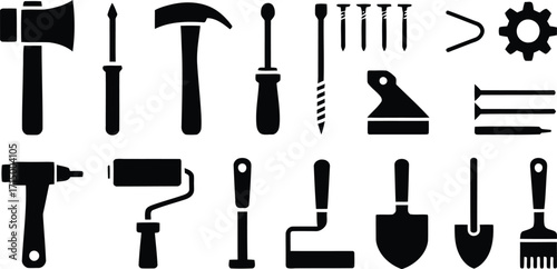 set of gardening tools vector design