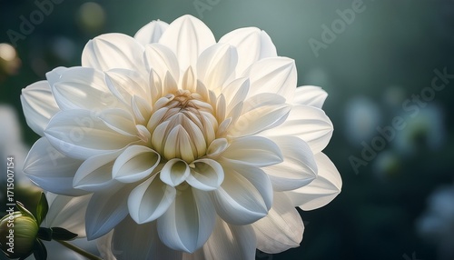 Floral White Dahlia With An Exquisite Appearance In A Stunning Copy Space Image