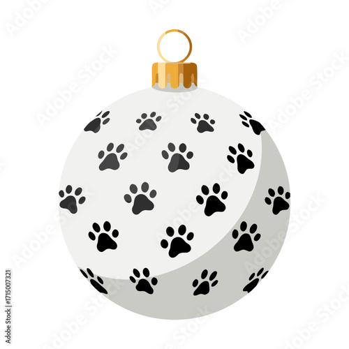 Christmas ornament with funky patterns featuring animal prints, transparent background, isolated, vector  
