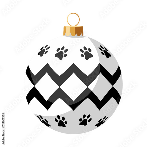 Christmas ornament with funky patterns featuring animal prints, transparent background, isolated, vector  