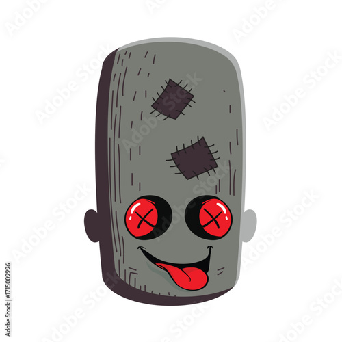 Cartoon Voodoo Doll Emoji - Spooky Halloween Face