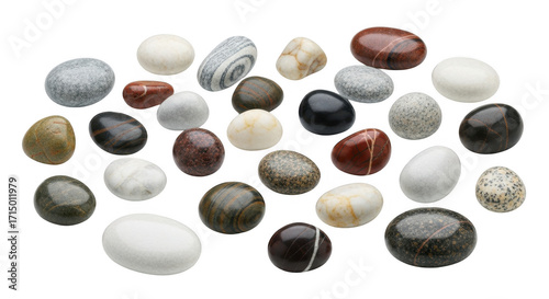 3d assorted smooth polished gemstones and pebbles