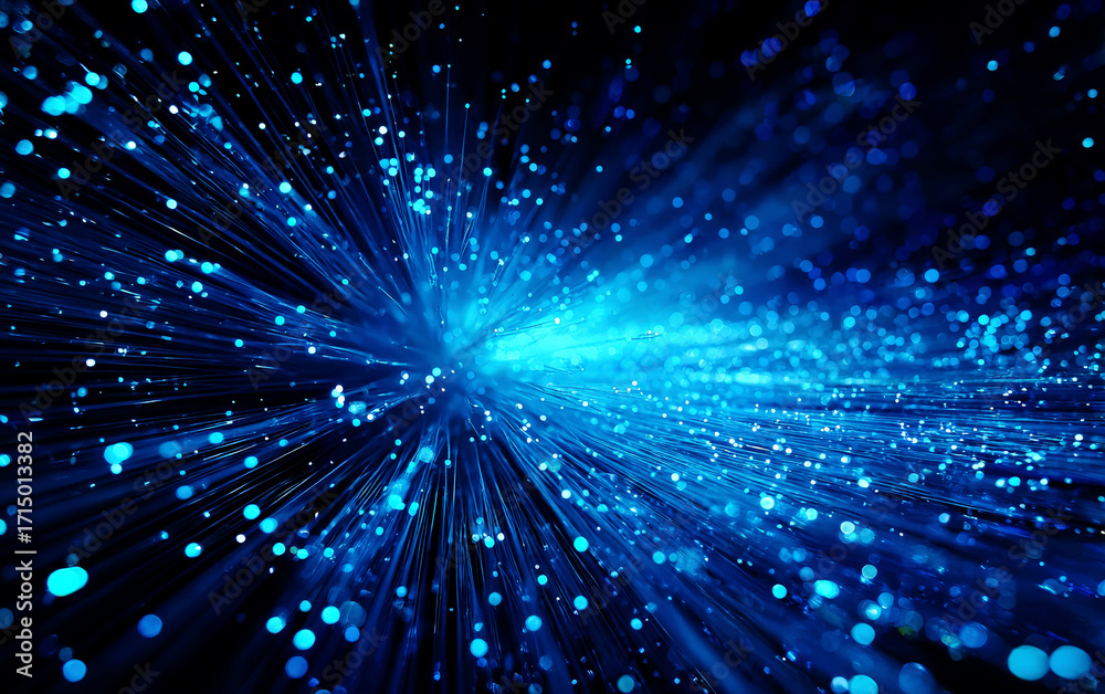 Fototapeta premium Blue Light Emitting Fiber Optics with Radiating Patterns