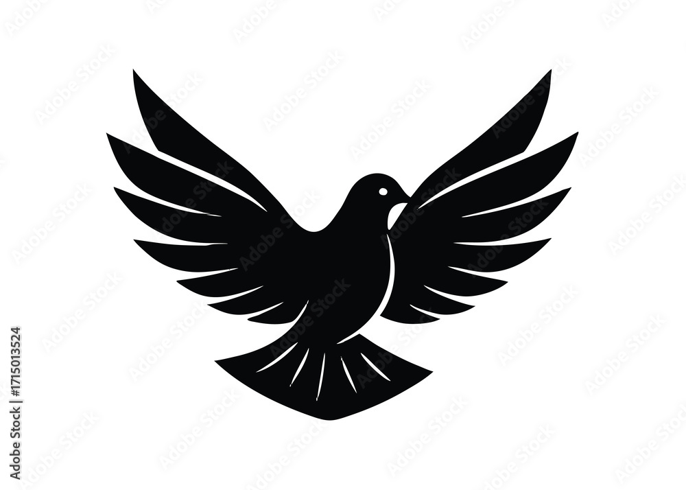 Obraz premium holy spirit dove silhouette vector art icon
