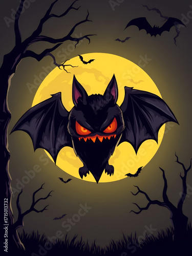 scary bat halloween vector illustration