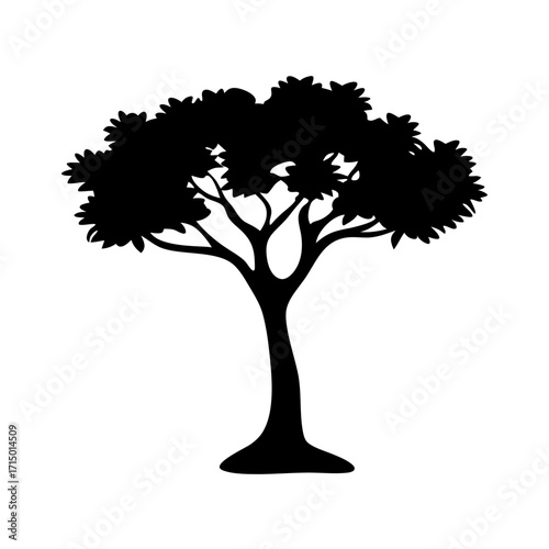 Silhouette of a majestic tree with full foliage, a nature's wonder