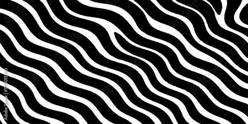 Seamless wild zebra stripes pattern with a black and white animal fur texture