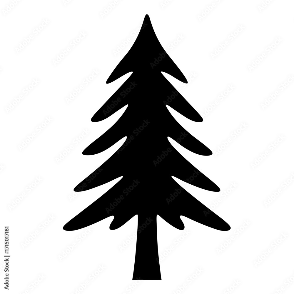 Fototapeta premium Silhouette of a classic Christmas tree with branches in black and white