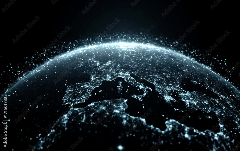 Obraz premium Digital representation of the Earth with glowing connections