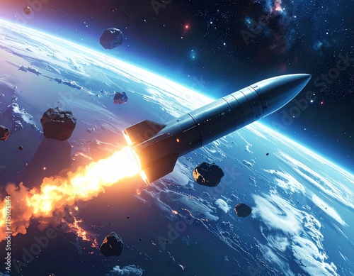 Wallpaper Mural Rocket soaring through space near Earth Torontodigital.ca