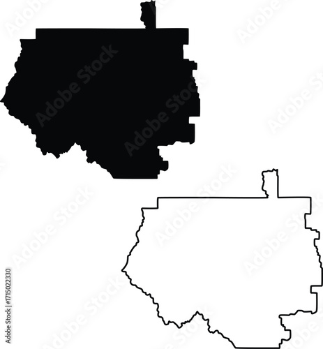 Map of Llano County Texas USA Silhouette Flat and Outline Design