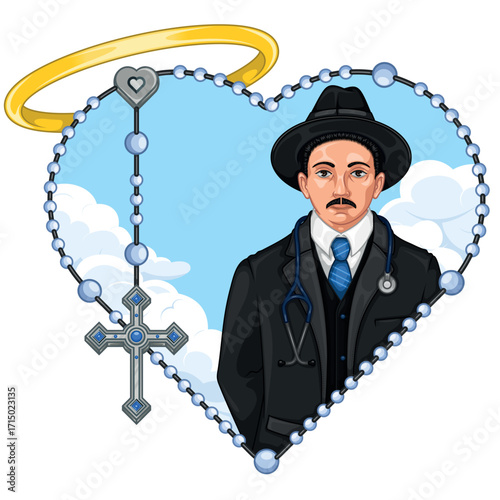 Venezuelan doctor with Catholic rosary