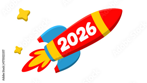2026 Rocket Launch, Representing Futuristic Vision and New Year.