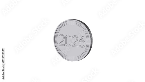 A silver coin with the year 2026 inscribed on its face.