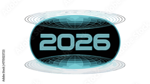 A futuristic design features the year 2026.
