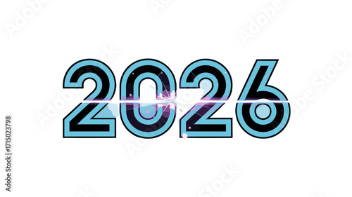A captivating digital illustration showcasing the year 2026 in a striking, modern design.