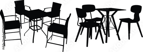 silhouettes of chairs and tables