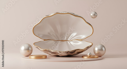 Elegant Oyster Shell with Pearly Texture for Branding and Design