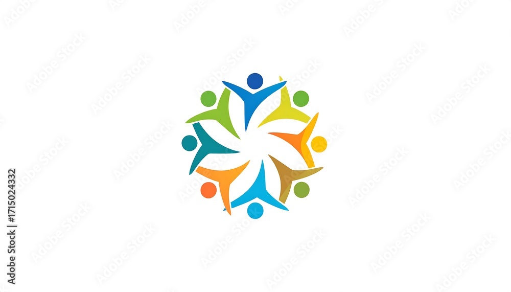Obraz premium A colorful design featuring a circle of stylized figures, united in a vibrant and harmonious arrangement.