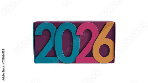 The year 2026 in vibrant colors set against a rich backdrop.