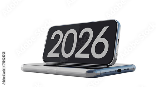 Mobile phone displaying the year 2026
