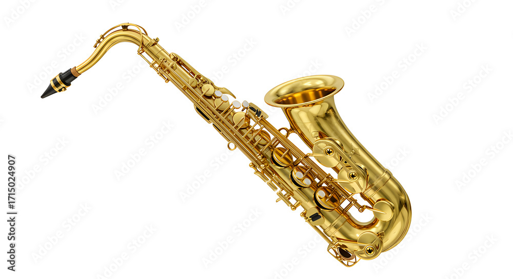 Naklejka premium Golden saxophone isolated on white.