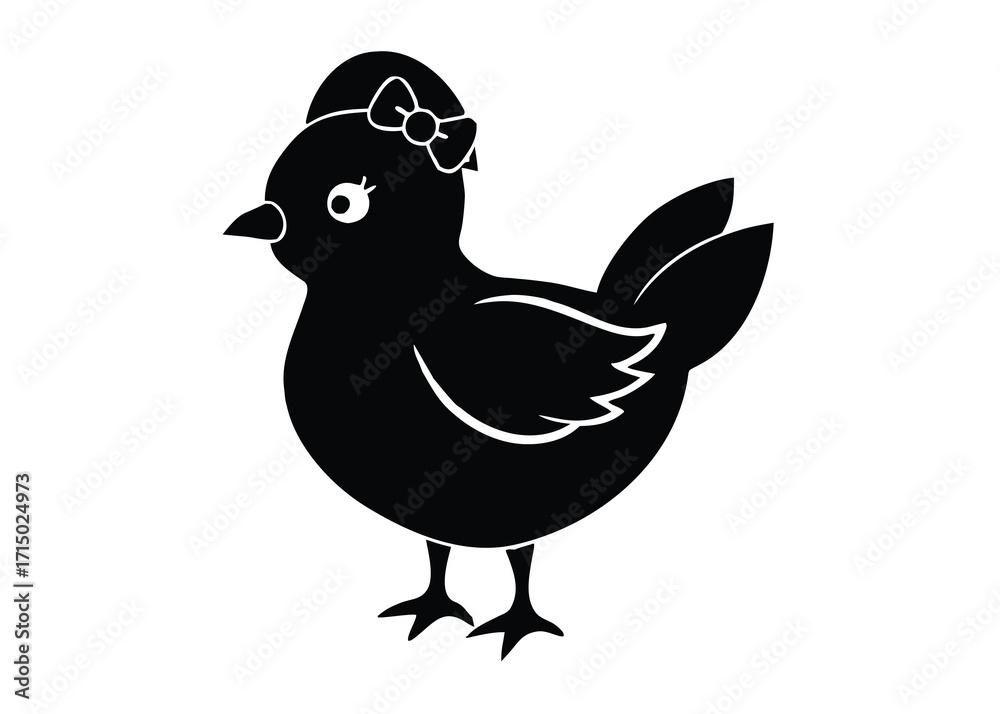 Obraz premium chick with bow silhouette vector art icon