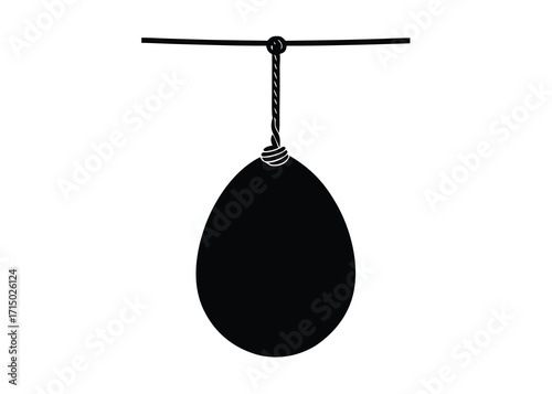 egg hanging on rope silhouette vector art icon