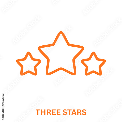 minimal outline depicts three star rating. For icons, user interfaces, designs, and website usage.