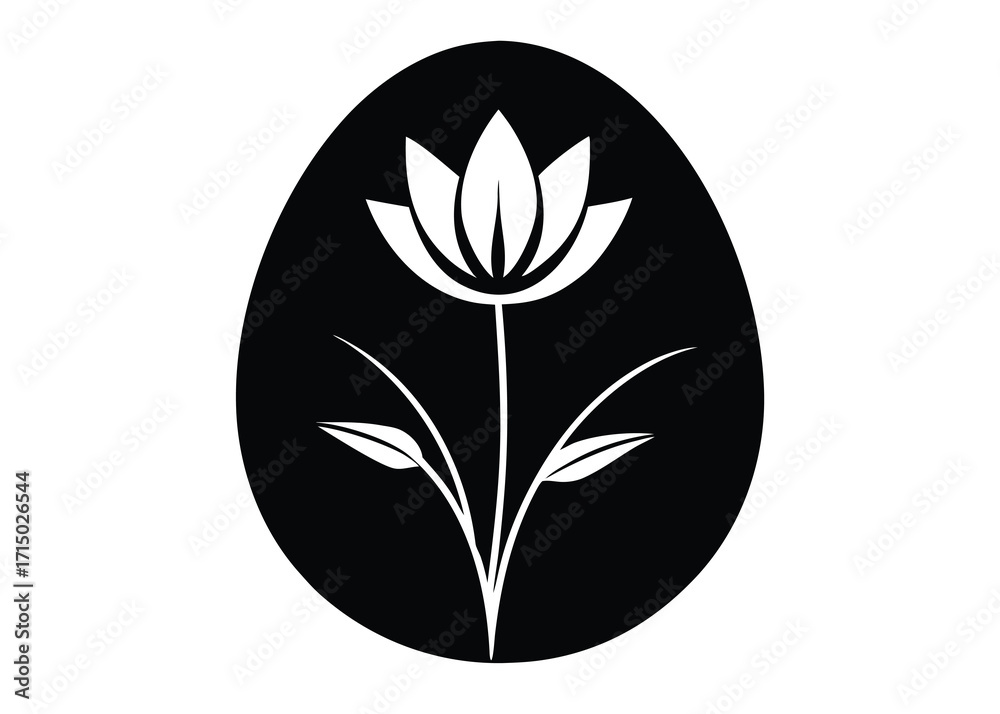 Obraz premium egg in flowers silhouette vector art icon