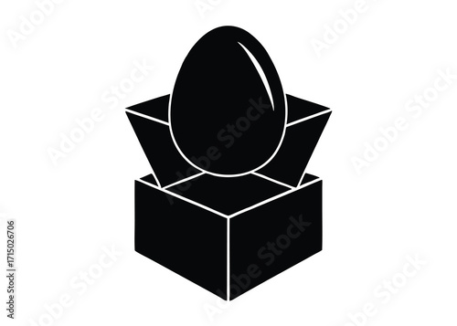 egg in gift box silhouette vector art icon