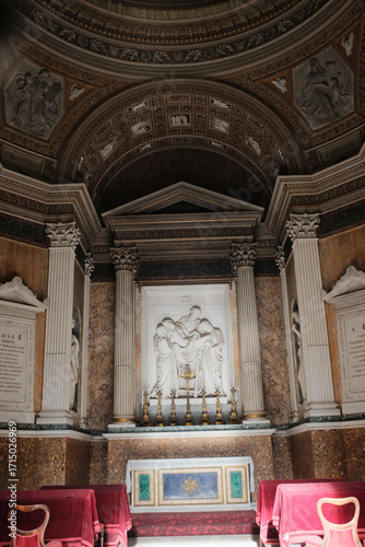 Archbasilica of Saint John Lateran Rome exterior facade and grand baroque interior with golden coffered ceiling vast nave marble statues side chapels ornate altar apse and dome Catholic basilica