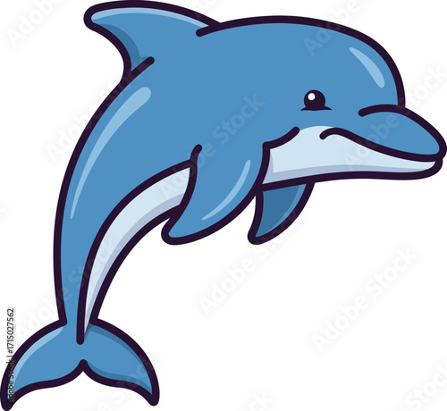 Joyful blue dolphin leaping through water capturing oceanic wonder and marine life beauty in a cheerful aquatic scene vector