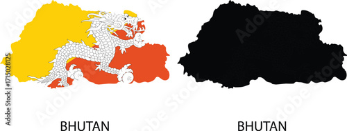 Bhutan map and flag design 