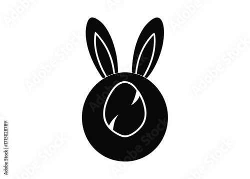 egg with bunny ears silhouette vector art icon