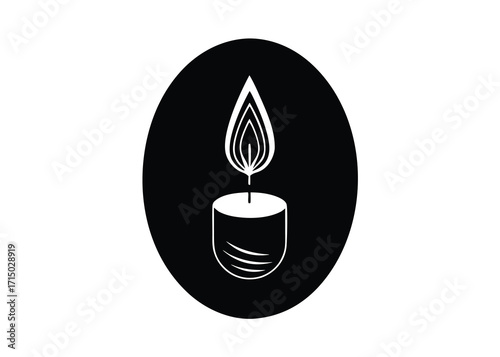 egg with candle flame silhouette vector art icon