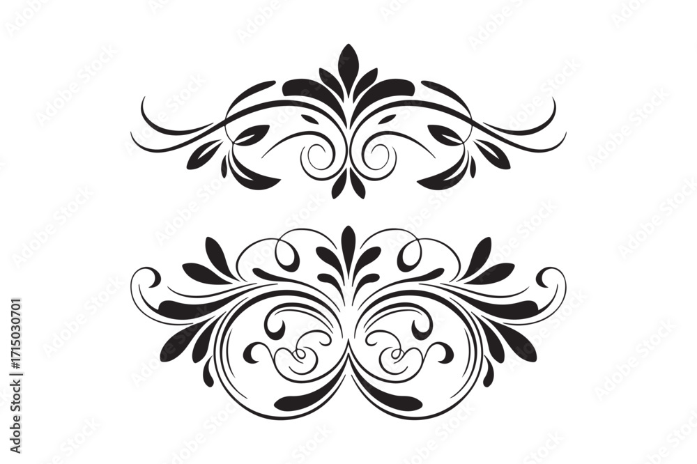 Fototapeta premium Elegant black flourish ornaments for design projects