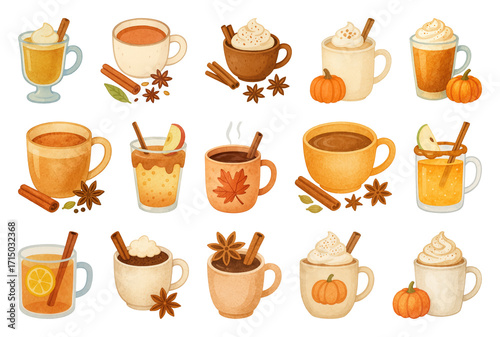 Wallpaper Mural PNG Cozy autumn drinks illustration, element set on transparent background Torontodigital.ca