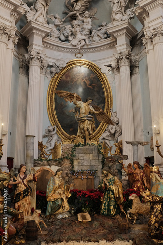 Archbasilica of Saint John Lateran Rome exterior facade and grand baroque interior with golden coffered ceiling vast nave marble statues side chapels ornate altar apse and dome Catholic basilica