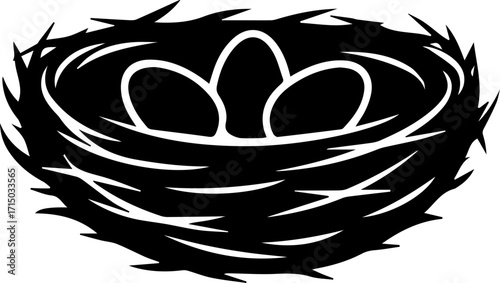 Delicate bird's nest cradles three precious eggs, a symbol of new beginnings and future life.