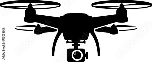 Sleek drone with camera captures aerial views for modern photography and videography projects