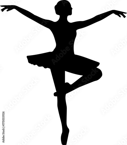 Elegant ballerina poised in graceful dance pose, showcasing artistic movement and refined performance
