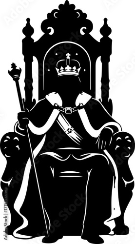 Majestic monarch enthroned in regal chair, symbolizing power, authority, and royal dominion.