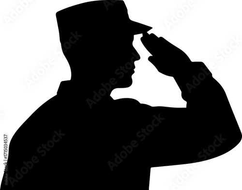 Proud soldier saluting with respect, honoring service and patriotism in a powerful silhouette