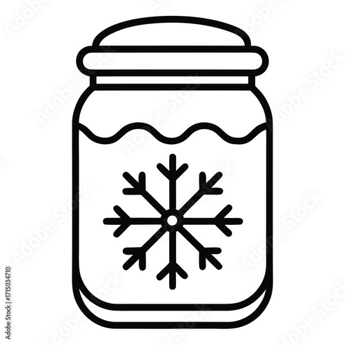Jar with snowflake icon symbolizing frozen contents or winter season