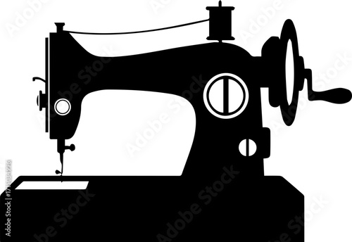 Classic sewing machine silhouette captures timeless craftsmanship and creative passion for fashion design