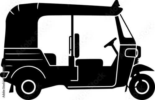 Iconic auto-rickshaw silhouette for vibrant travel and urban transport concepts