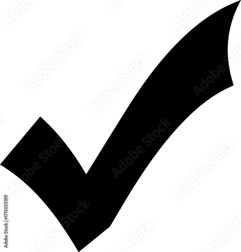 Bold black checkmark symbol signifying success, approval, and completion for your projects.
