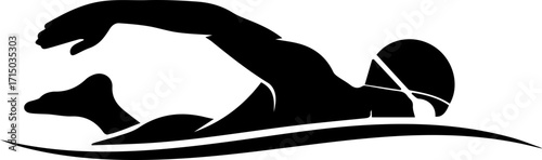 Dynamic swimmer glides through stylized water creating a powerful motion graphic for sports and fitness themes