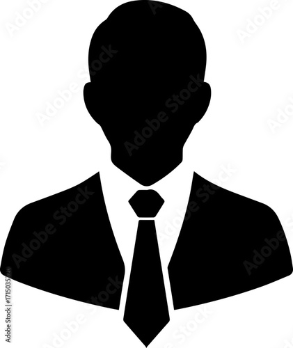 Professional businessman silhouette in suit and tie for corporate and executive roles